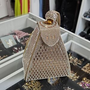 Source Unknown Gold Rhinestone Clutch